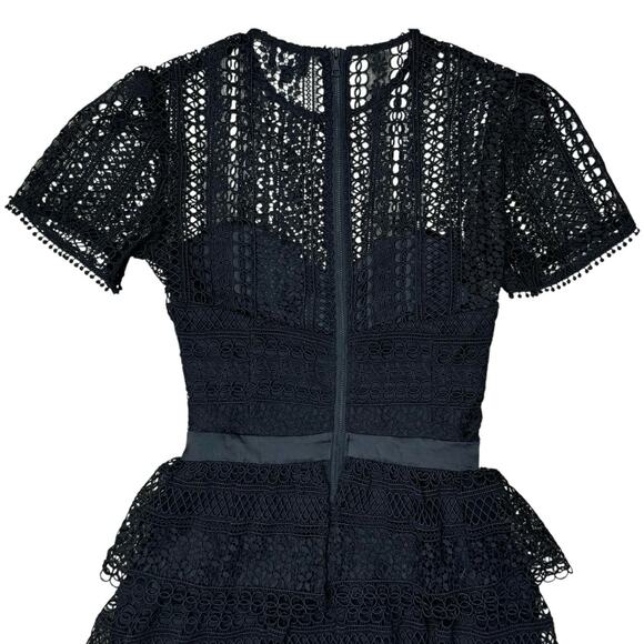 Bardot Ava Black Eyelet Lace Fit & Flare Mini Cocktail Dress - Picture 6 of 9